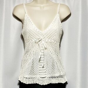 Y2K Cool Attitudes White Crochet & Lace Top (XL)